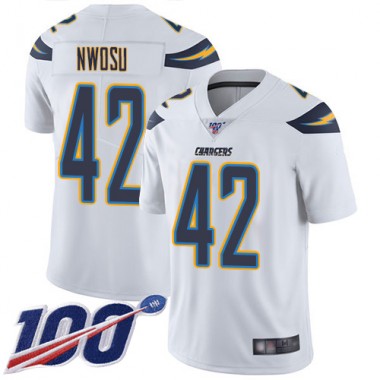Los Angeles Chargers NFL Football Uchenna Nwosu White Jersey Men Limited 42 Road 100th Season Vapor Untouchable